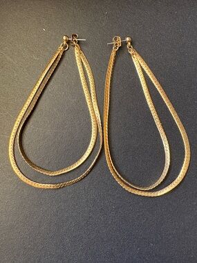 Gold Double-Loop Teardrop Hoop Earrings